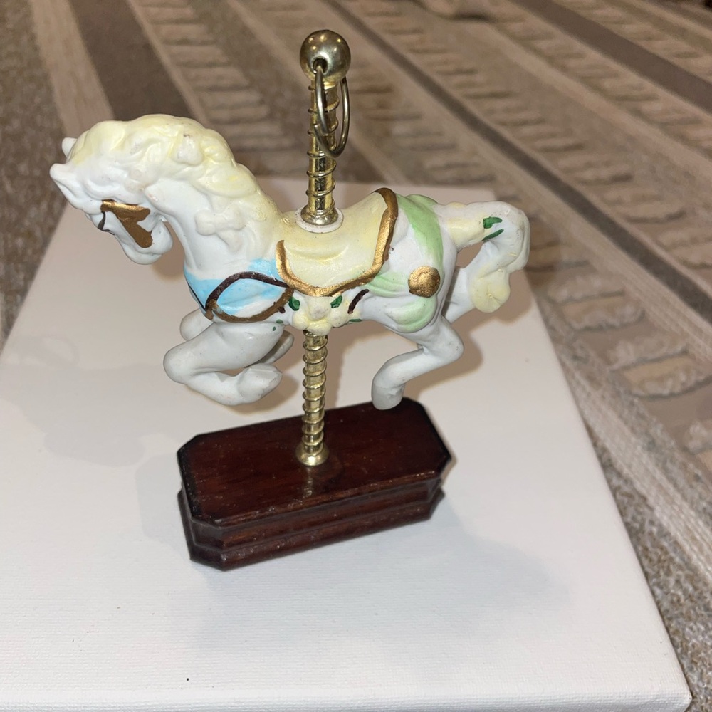 White and Gold Carousel Horse Sculpture